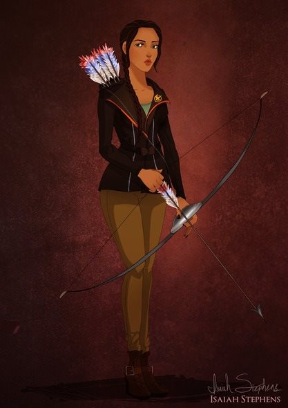 Pocahontas virou Katniss Everdeen, personagem do filme 'Jogos Vorazes'.