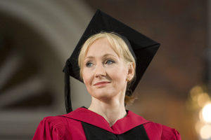 (Cambridge, MA - June 5, 2008) - Morning Commencement Exercises. Commencement speaker J.K. Rowling acknowledges applause while standing to receive her honorary degree. Staff photo Jon Chase/Harvard News Office